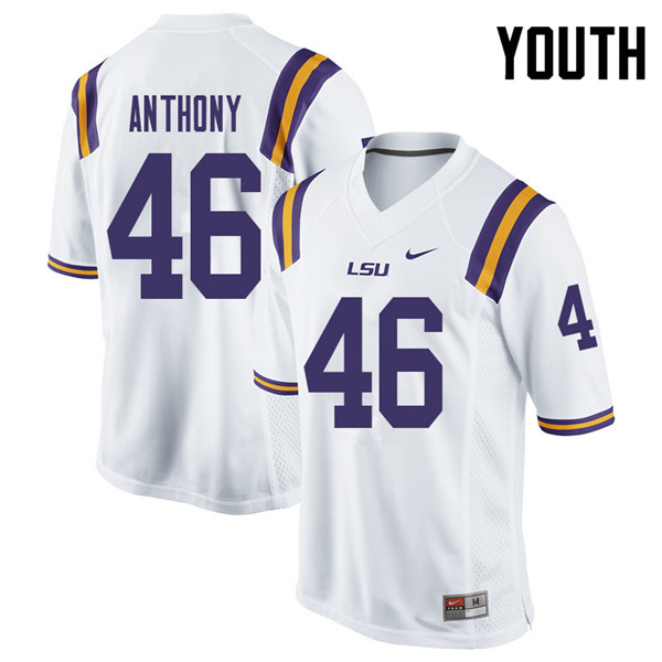 Youth #46 Andre Anthony LSU Tigers College Football Jerseys Sale-White - Click Image to Close